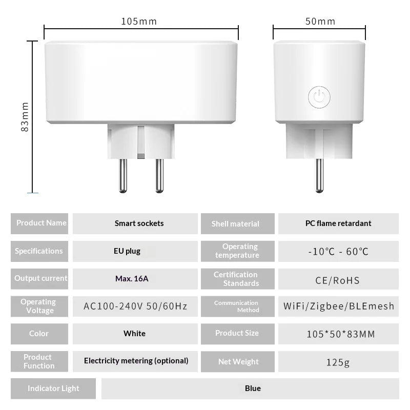 EU WiFi Smart Plug Socket Voice Control Home Appliances Power Monitor Timing Outlet Works with Alexa/Google Assistant - 6