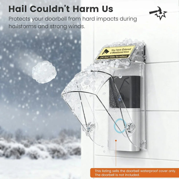 E10 Video Doorbell Waterproof Cover Anti-Theft Mounting Bracket Wireless Ring Button Dustproof Protector Shield for Outdoor Indoor - Transparent - 4