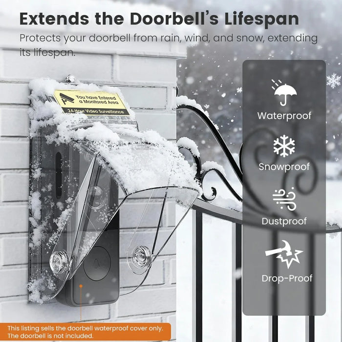 E10 Video Doorbell Waterproof Cover Anti-Theft Mounting Bracket Wireless Ring Button Dustproof Protector Shield for Outdoor Indoor - Transparent - 6