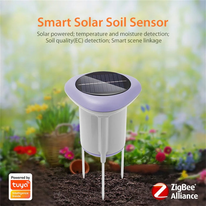 NEO ZigBee NAS-STH02B IP66 Waterproof Smart Solar Soil Sensor Soil Temperature Humidity EC Monitor with App Control - Grey - 2