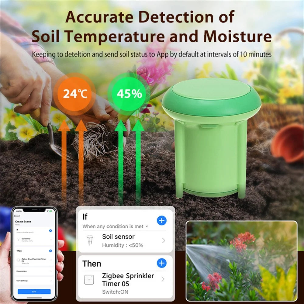 NEO ZigBee NAS-STH01B IP66 Waterproof Smart Soil Sensor Soil Temperature Humidity Monitor with App Control for Gardening - Green - 5