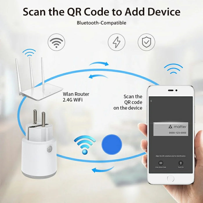 NEO Matter NAS-WR15WM 16A WiFi Smart Plug with Power Meter Smart Control for Apple  /  Google  /  Amazon - FR Plug - 6