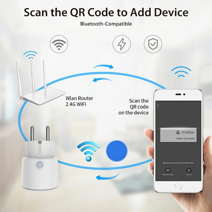 NEO Matter NAS-WR01WM 16A WiFi Smart Plug with Power Meter Smart Control for Apple  /  Google  /  Amazon - EU Plug - 6