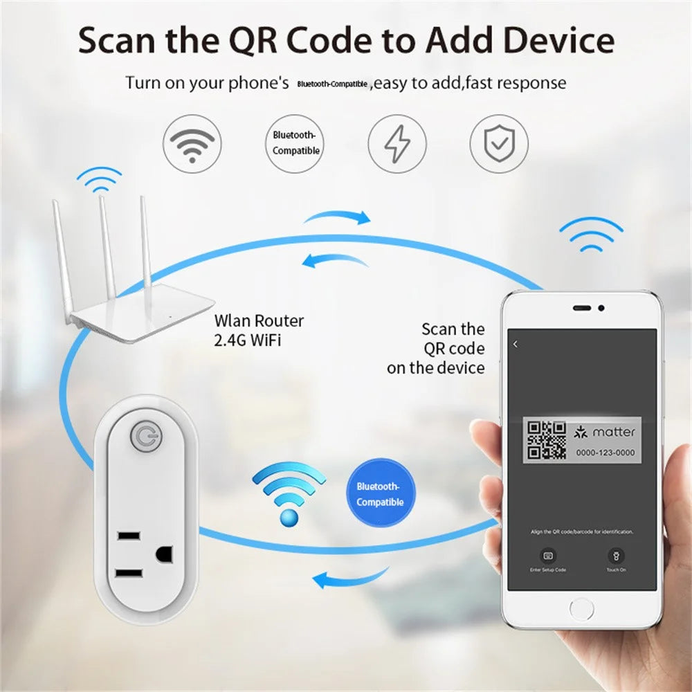 NEO NAS-WR12WM Tuya Matter WiFi Smart Plug 15A US Plug Smart Socket with Power Metering for Apple / Google / Amazon - 6