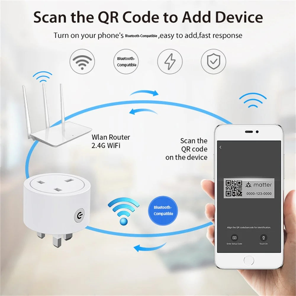 NEO NAS-WR16WM 16A Matter WiFi Smart Plug with Power Meter Works with Apple Home / Google Assistant / Amazon Alexa, UK Plug - 7