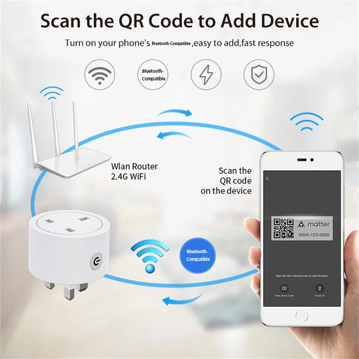 NEO NAS-WR16WM 16A Matter WiFi Smart Plug with Power Meter Works with Apple Home / Google Assistant / Amazon Alexa, UK Plug - 7