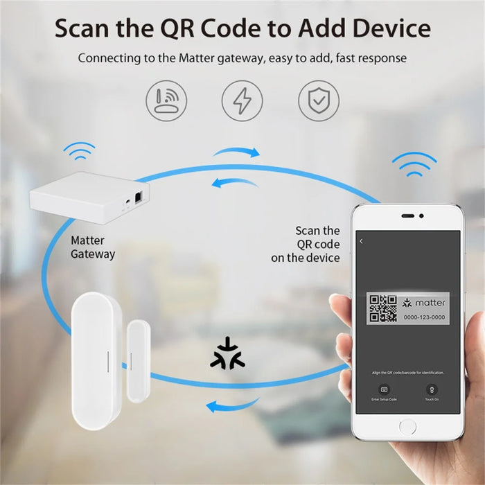 NEO NAS-DS07TM Matter Thread Door Sensor USB Powered Magnetic Smart Home Window Alarm Sensor (without Battery) - 6