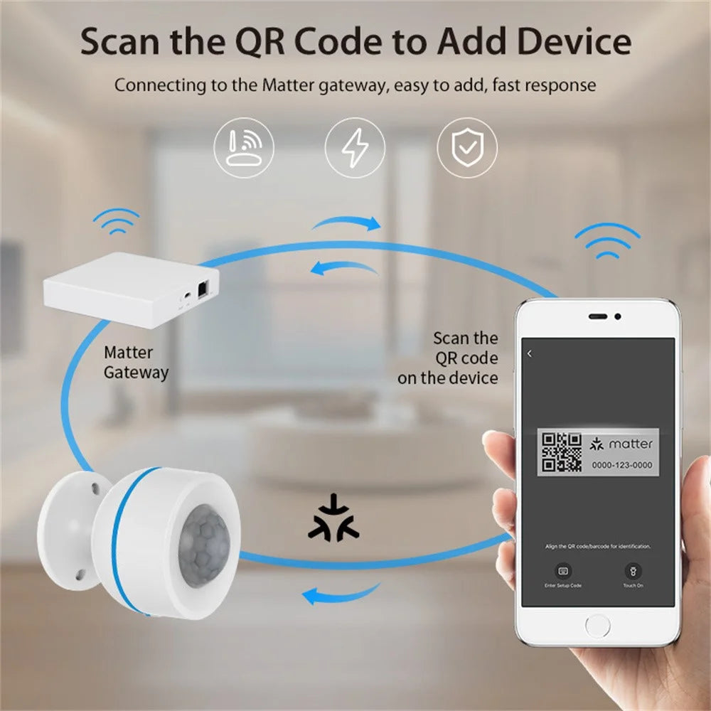 NEO NAS-PD07TM Matter Thread Smart PIR Motion Sensor USB Powered Wireless Human Body Infrared Detector (without Battery) - 4