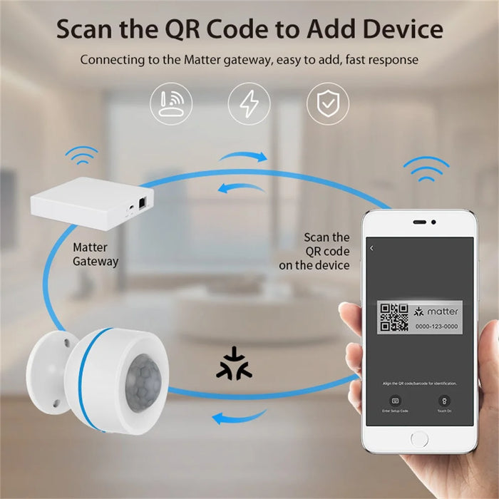 NEO NAS-PD07TM Matter Thread Smart PIR Motion Sensor USB Powered Wireless Human Body Infrared Detector (without Battery) - 4