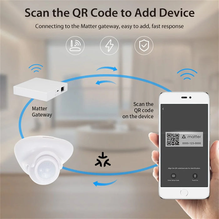 NEO NAS-PD09TM Matter Thread Smart PIR Motion Sensor Infrared Human Detector Works with Apple Home / Google Assistant / Amazon Alexa - 4