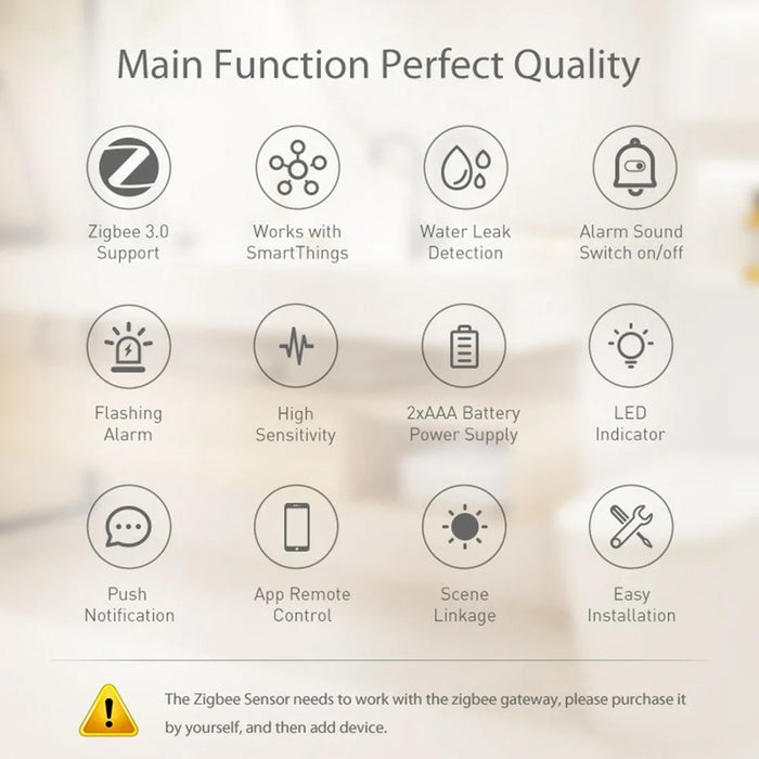 NEO NAS-WS11BH Tuya HomeKit and ZigBee Smart Water Leak Detector Alarm Sensor Wireless 2.4GHz for Home - 4