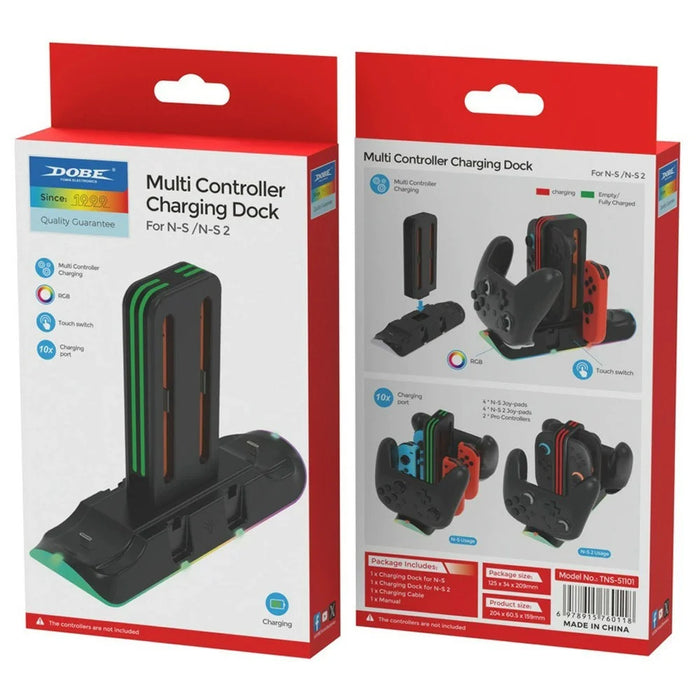 DOBE FOMIS ELECTRONICS TNS-51101 Charging Dock for Nintendo Switch Joysticks / Pro Controllers RGB LED Charging Station - 7