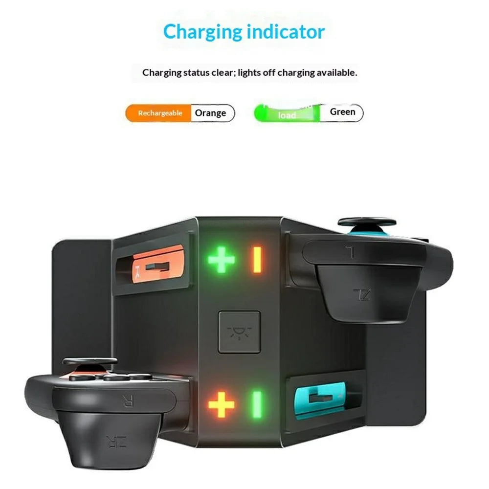 HBS-2849 4 in 1 Charging Station for Nintendo Switch 2 Joy-Pad Charging Dock with RGB Lighting  /  Magnetic Attachment  /  Indicator Lights - 5