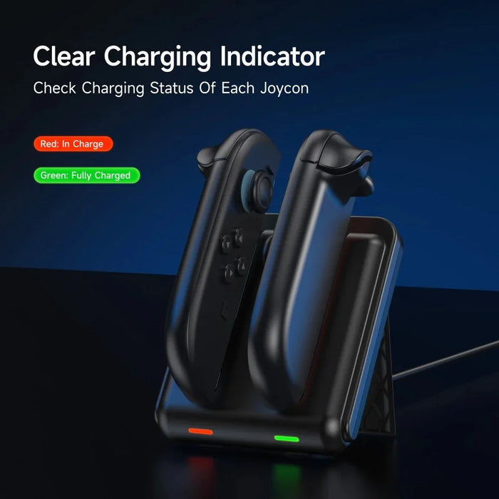 EASYSMX A03 For Nintendo Switch 2 Joy-Con Controller Charging Dock with Foldable Stand Dual Slot Smart Charger - 3