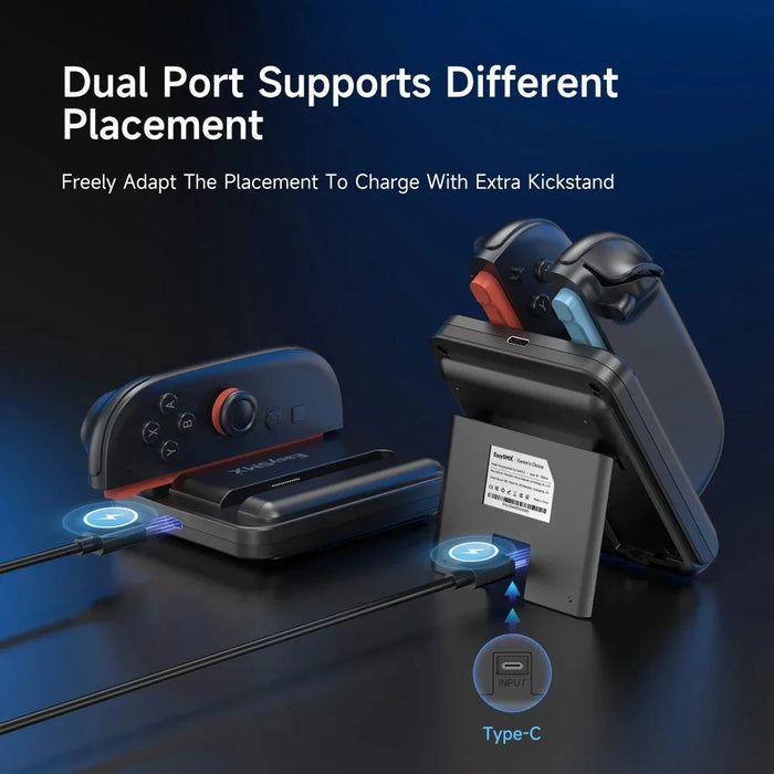 EASYSMX A03 For Nintendo Switch 2 Joy-Con Controller Charging Dock with Foldable Stand Dual Slot Smart Charger - 4