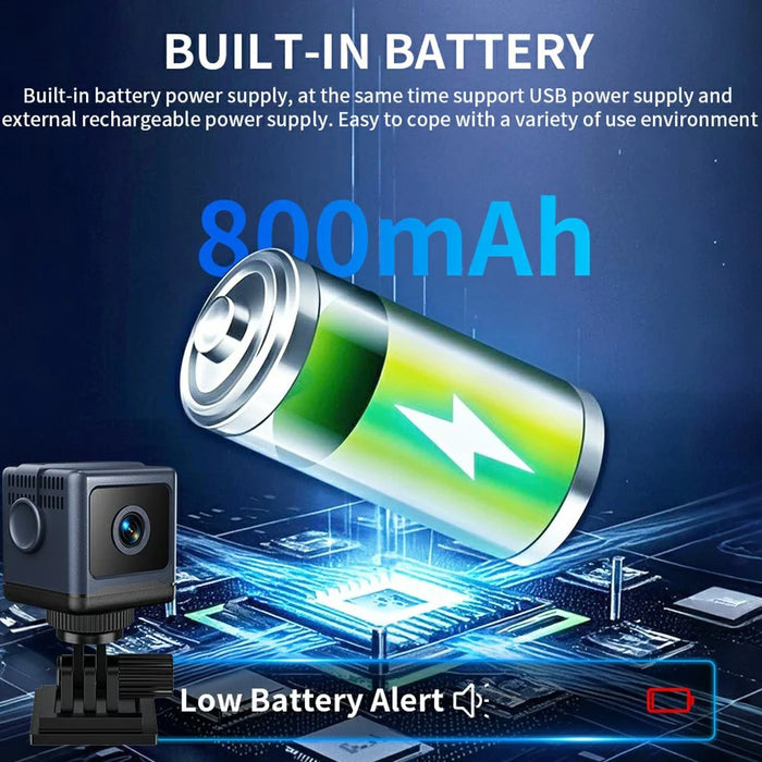 W03 Smart Alarm Wireless Security Camera Motion Detection Mini Battery Camera with Removable Stand for Home, No Card - Black - 6