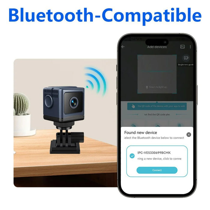 W03 Smart Alarm Wireless Security Camera Motion Detection Mini Battery Camera with Removable Stand for Home, No Card - Black - 7