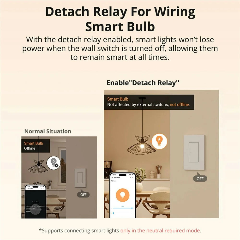 SONOFF ZBM5-1C-120W SwitchMan 1-Gang Zigbee Smart Wall Switch Supports No Neutral and Neutral Wire - 6