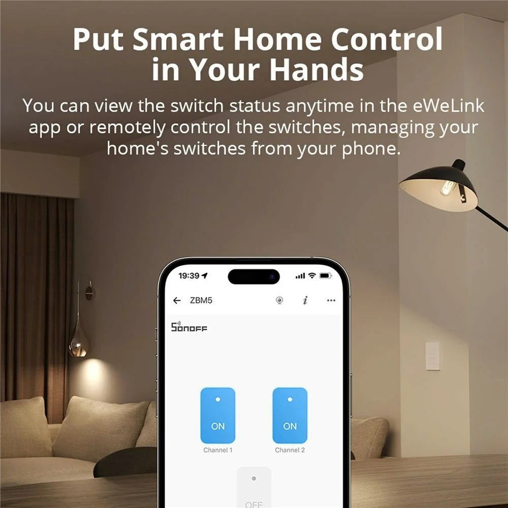 SONOFF ZBM5-2C-120W SwitchMan 2-Gang Zigbee Smart Wall Switch Supports No Neutral and Neutral Wire - 7
