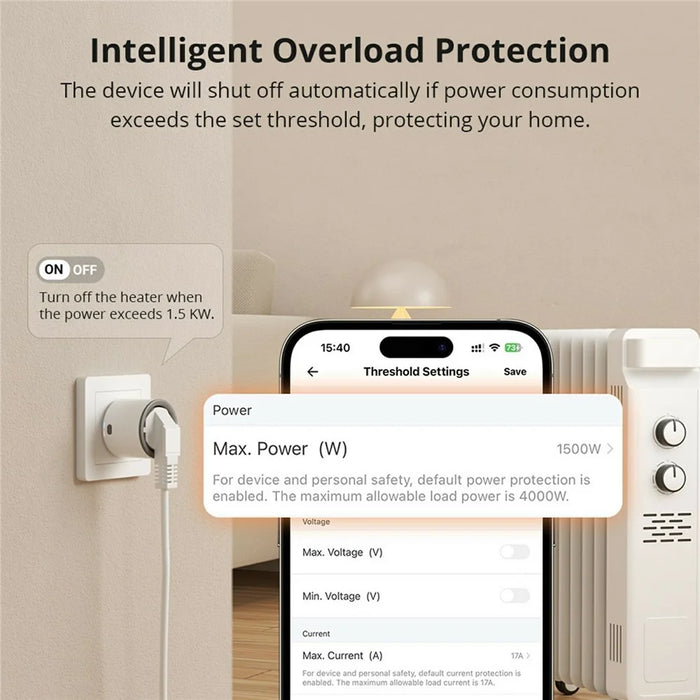 SONOFF S60ZBTPF iPlug Zigbee Smart Plug Energy Monitoring Smart Home Remote Control Timer, EU Plug - 4