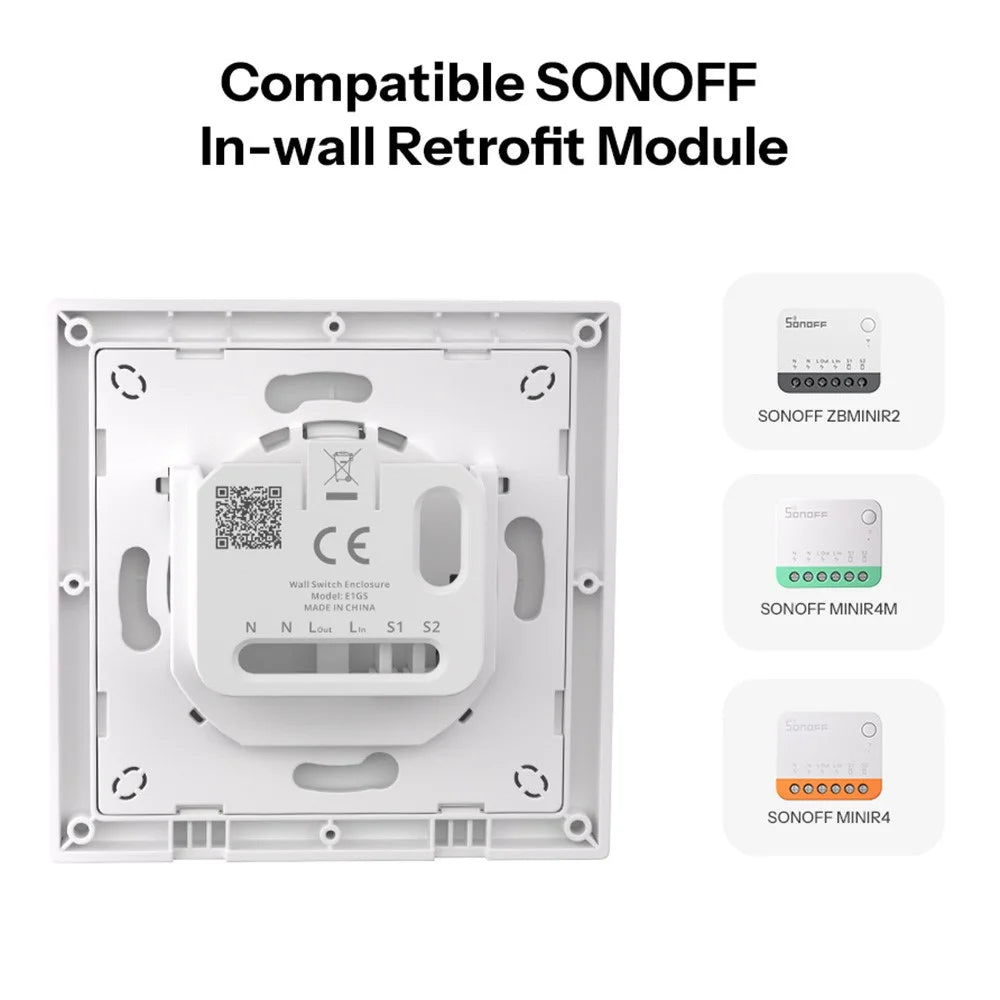 SONOFF E1GS 86 x 86mm Single Channel Switch Cover for SONOFF MINIR4 / MINIR4M / ZBMINIR2 In-Wall Retrofit Module Hard PC Switch Shell - 5