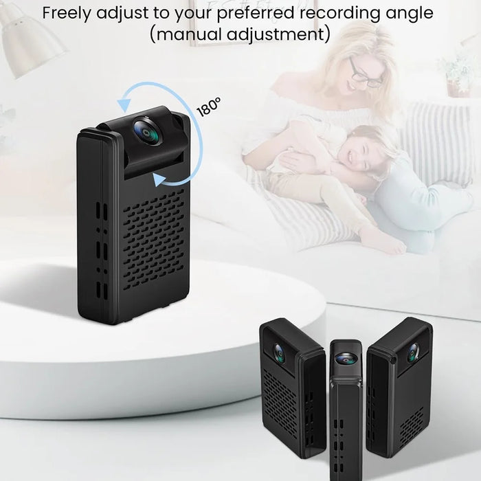 L31 180-Degree Rotating Mini Camera Ultra HD Smart Recorder with Motion Detection Alarm Push Notifications - Black - 5