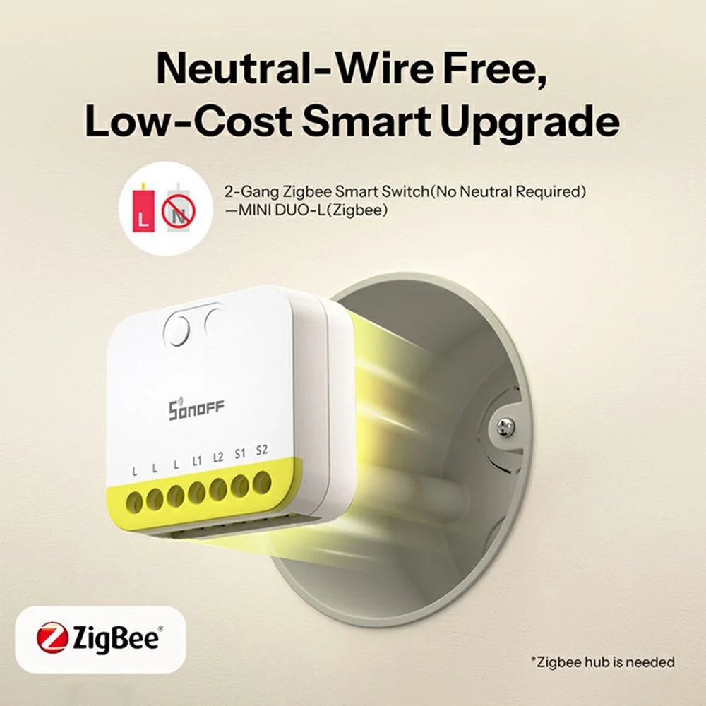 SONOFF MINI-ZB2GS-L 2-Gang Zigbee Smart Switch with APP / Voice Control for Home Automation - White - 3
