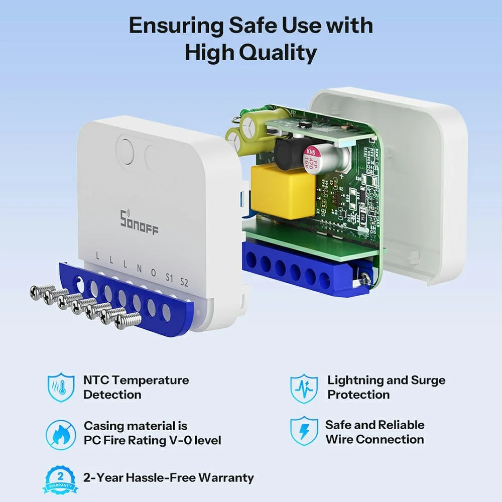 SONOFF MINI-DIM Matter Over WiFi Dimmer Switch Smart Lighting Module for LED / Incandescent / Halogen Lamps - White - 3