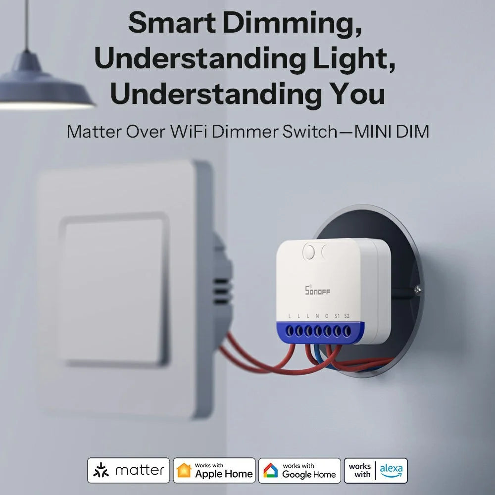 SONOFF MINI-DIM Matter Over WiFi Dimmer Switch Smart Lighting Module for LED / Incandescent / Halogen Lamps - White - 4