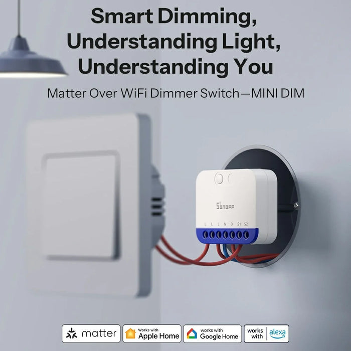 SONOFF MINI-DIM Matter Over WiFi Dimmer Switch Smart Lighting Module for LED / Incandescent / Halogen Lamps - White - 4