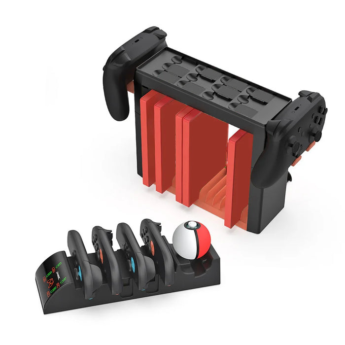 DOBE FOMIS ELECTRONICS For Nintendo Switch 2 / Switch / OLED Controller Charging Station Game Card Storage Rack - Black+Orange - 6