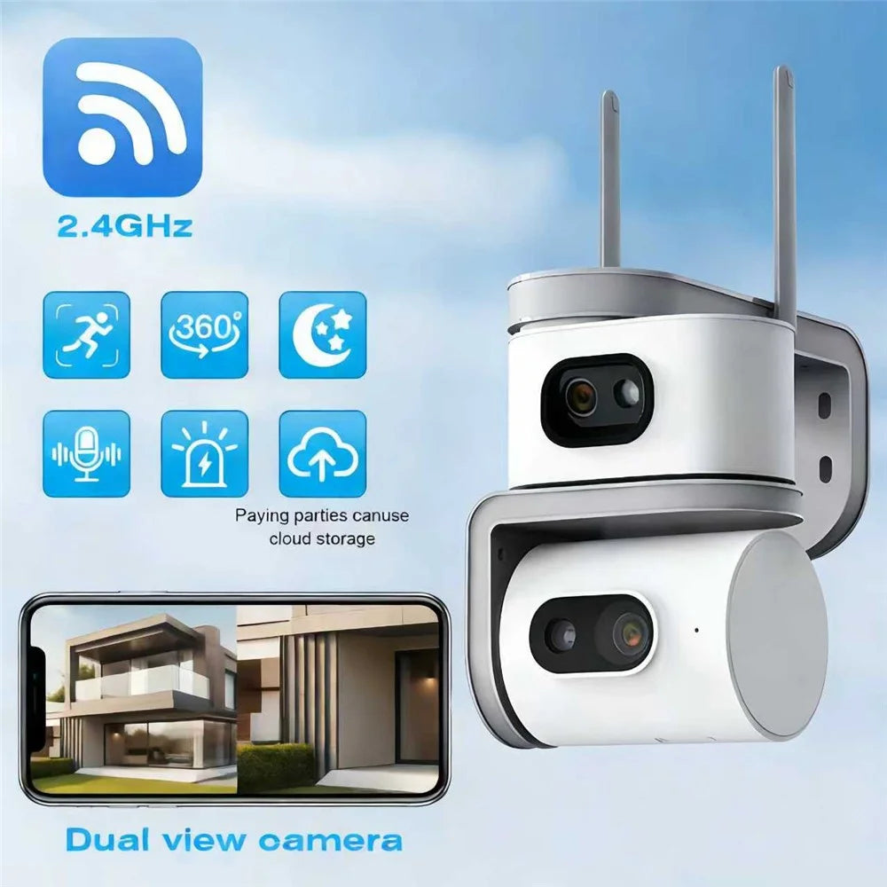 QD01 Dual Screen Camera Night Vision Automatic Tracking WiFi IP Surveillance Camera - EU Plug - 2