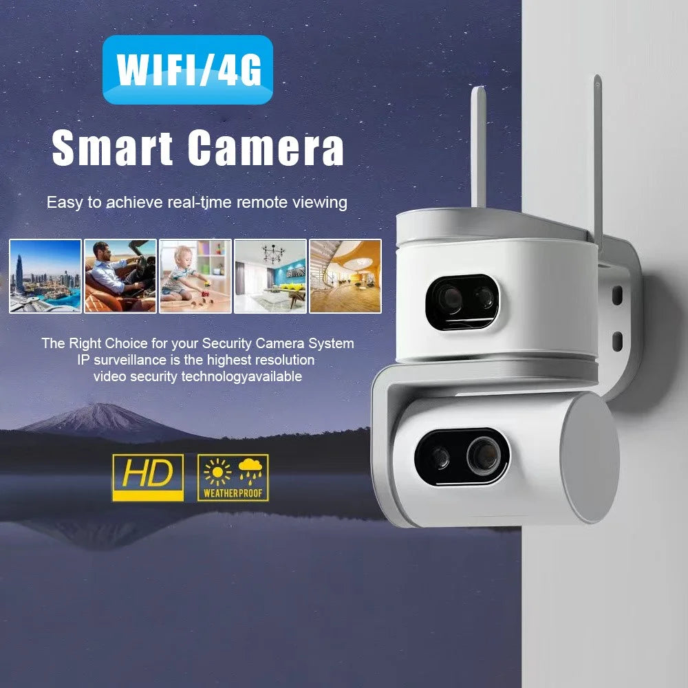 QD01 Dual Screen Camera Night Vision Automatic Tracking WiFi IP Surveillance Camera - EU Plug - 4