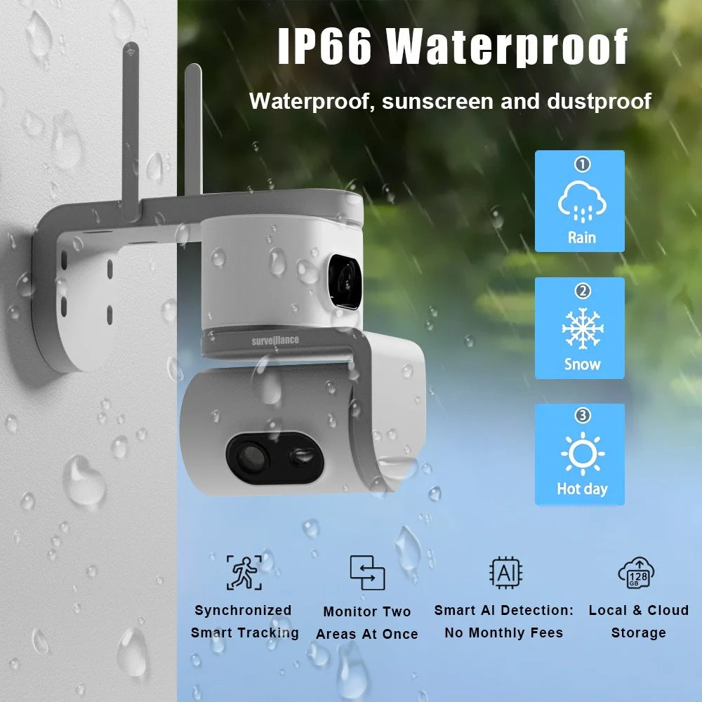 QD01 Dual Screen Camera Night Vision Automatic Tracking WiFi IP Surveillance Camera - EU Plug - 5
