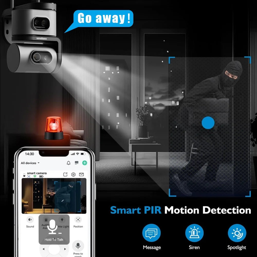 QD01 Dual Screen Camera Night Vision Automatic Tracking WiFi IP Surveillance Camera - EU Plug - 6