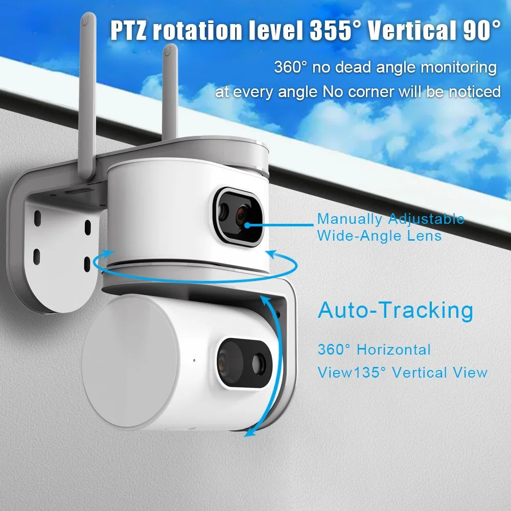 QD01 Dual Screen Camera Night Vision Automatic Tracking WiFi IP Surveillance Camera - EU Plug - 7