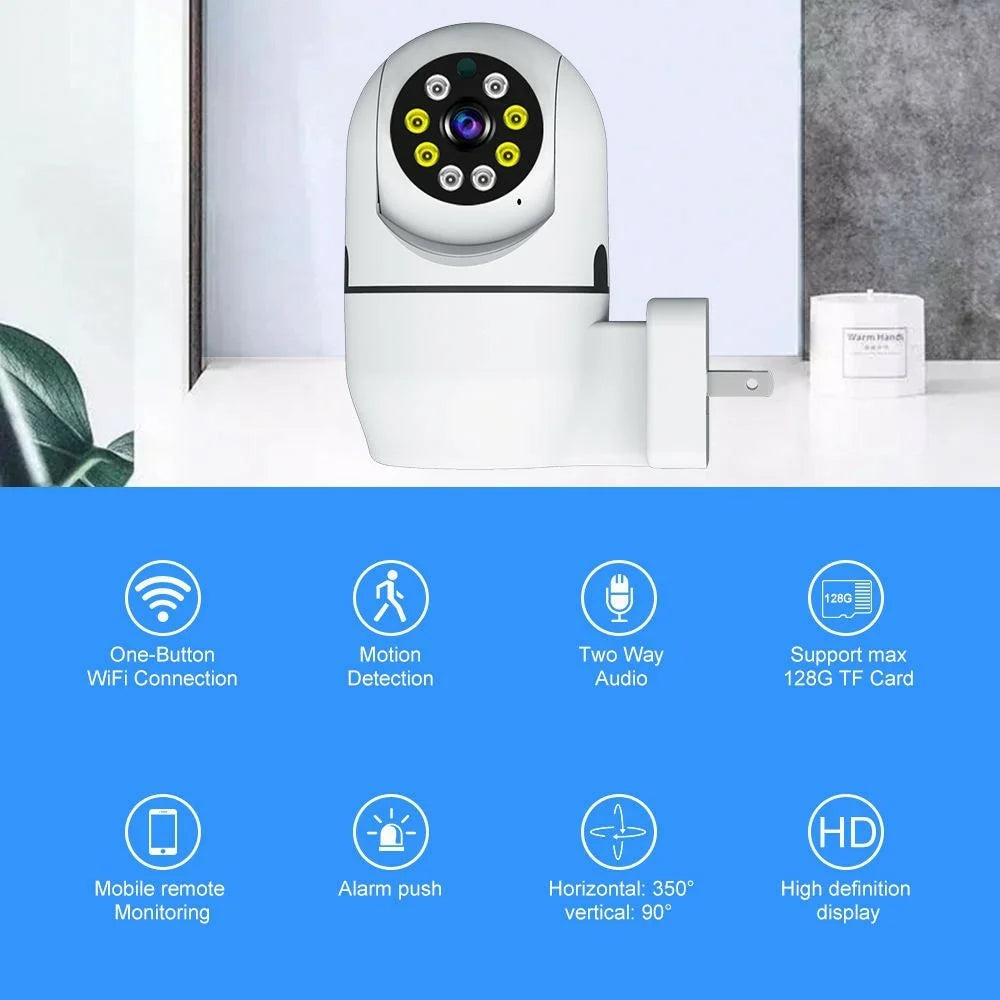 1080P HD WiFi Security Camera Plug-in Night Vision APP Control Camera Support AP / P2P Connection - White, EU Plug - 3