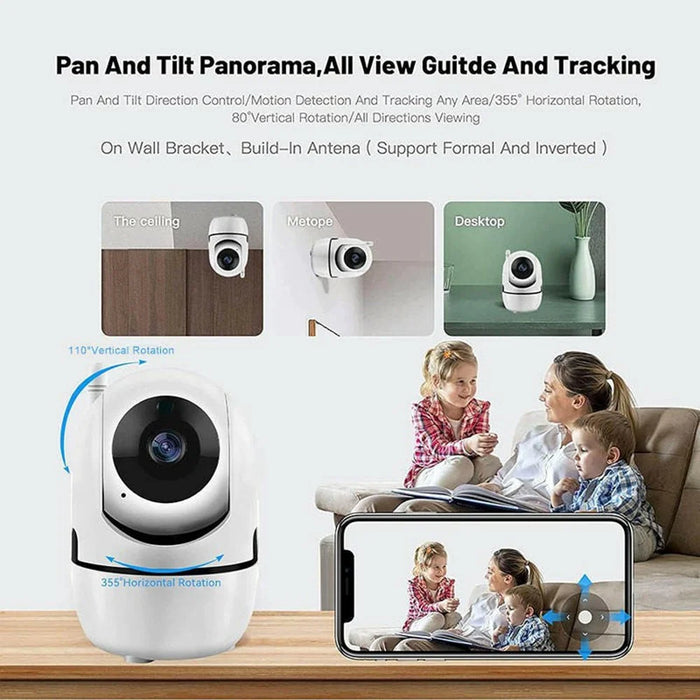 Two Way Audio Baby Monitor WiFi Camera 355 Degree Intelligent Security Camera with Microphone - White  /  EU Plug - 4