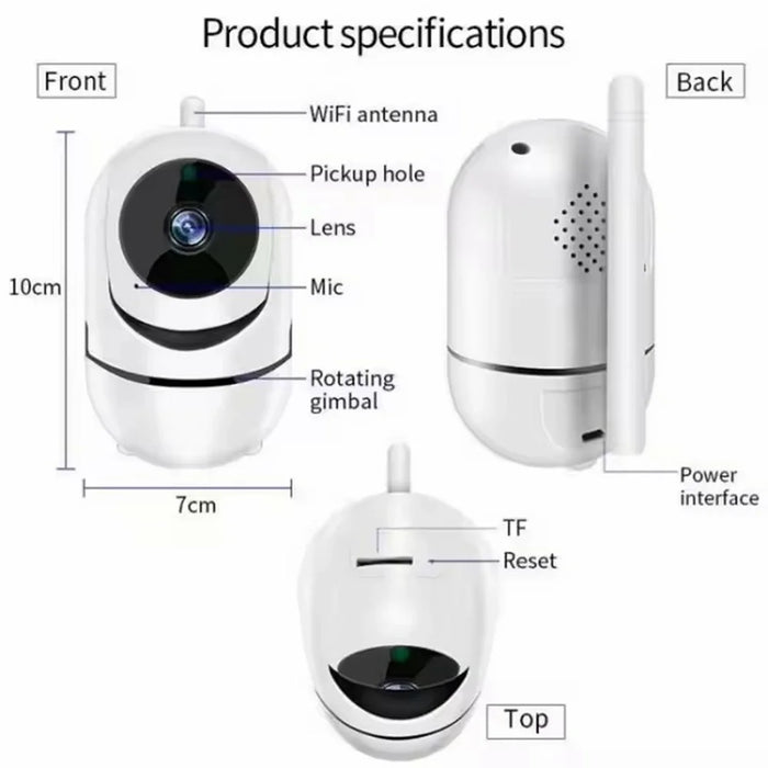 Two Way Audio Baby Monitor WiFi Camera 355 Degree Intelligent Security Camera with Microphone - White  /  EU Plug - 7