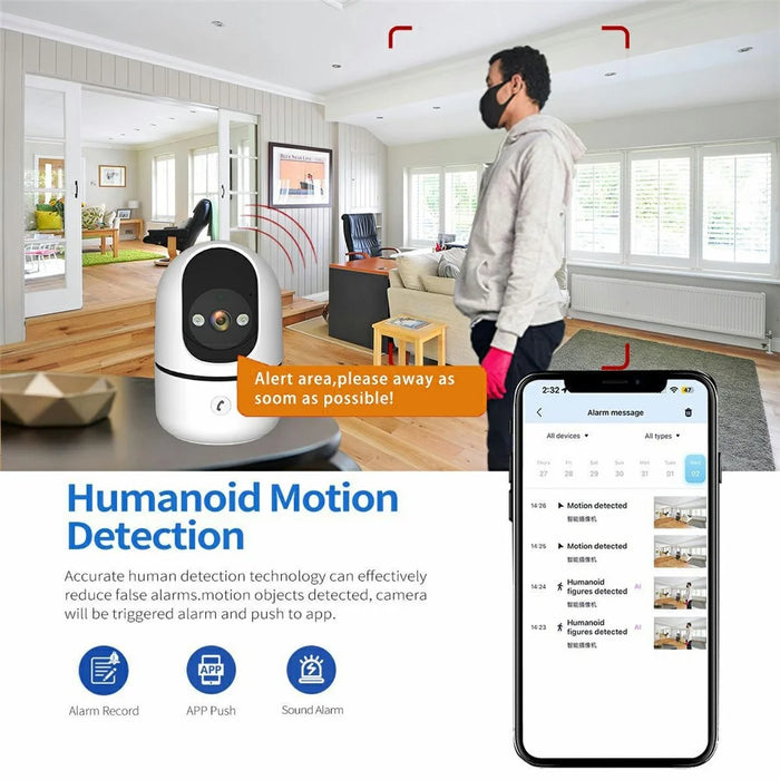Wireless WiFi 3MP Baby Monitor Two Way Talk Humanoid Detection One Click Call Night Vision Security Camera - White  /  EU Plug - 6