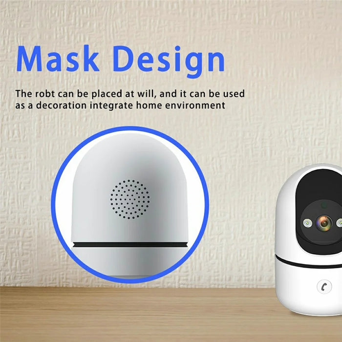 Wireless WiFi 3MP Baby Monitor Two Way Talk Humanoid Detection One Click Call Night Vision Security Camera - White  /  EU Plug - 7