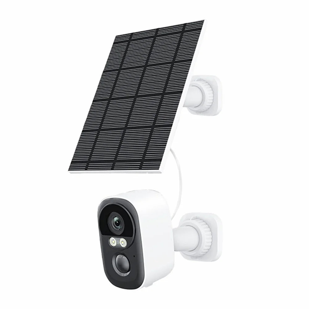 T98 WiFi Tuya APP Control Camera Solar Powered Night Vision AI Digital NVR Cloud 2K 3MP Security Camera, 3.7V 5200mAh - White  /  EU Plug - 1