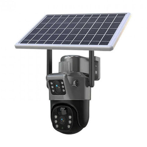 V380 8MP Dual Lens WiFi Surveillance Camera Solar Powered PIR Motion Detection Outdoor PTZ Security Camera - 1
