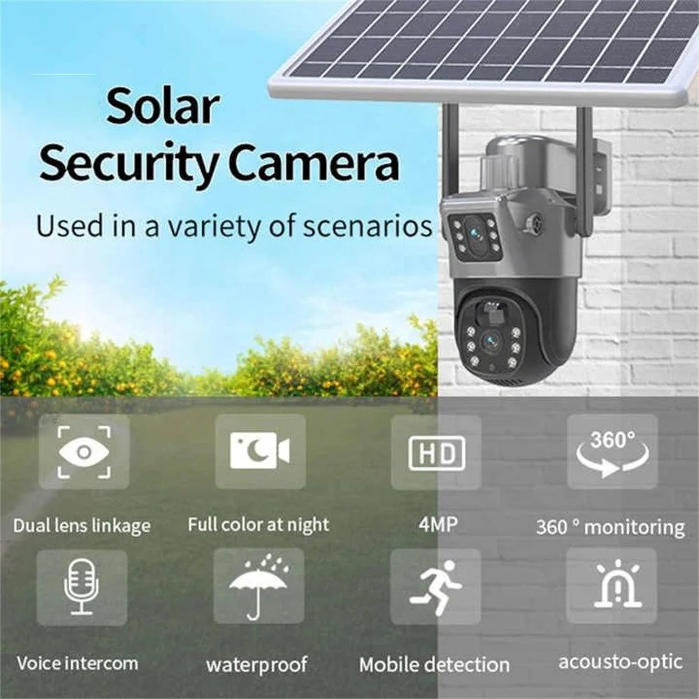 V380 8MP Dual Lens WiFi Surveillance Camera Solar Powered PIR Motion Detection Outdoor PTZ Security Camera - 4