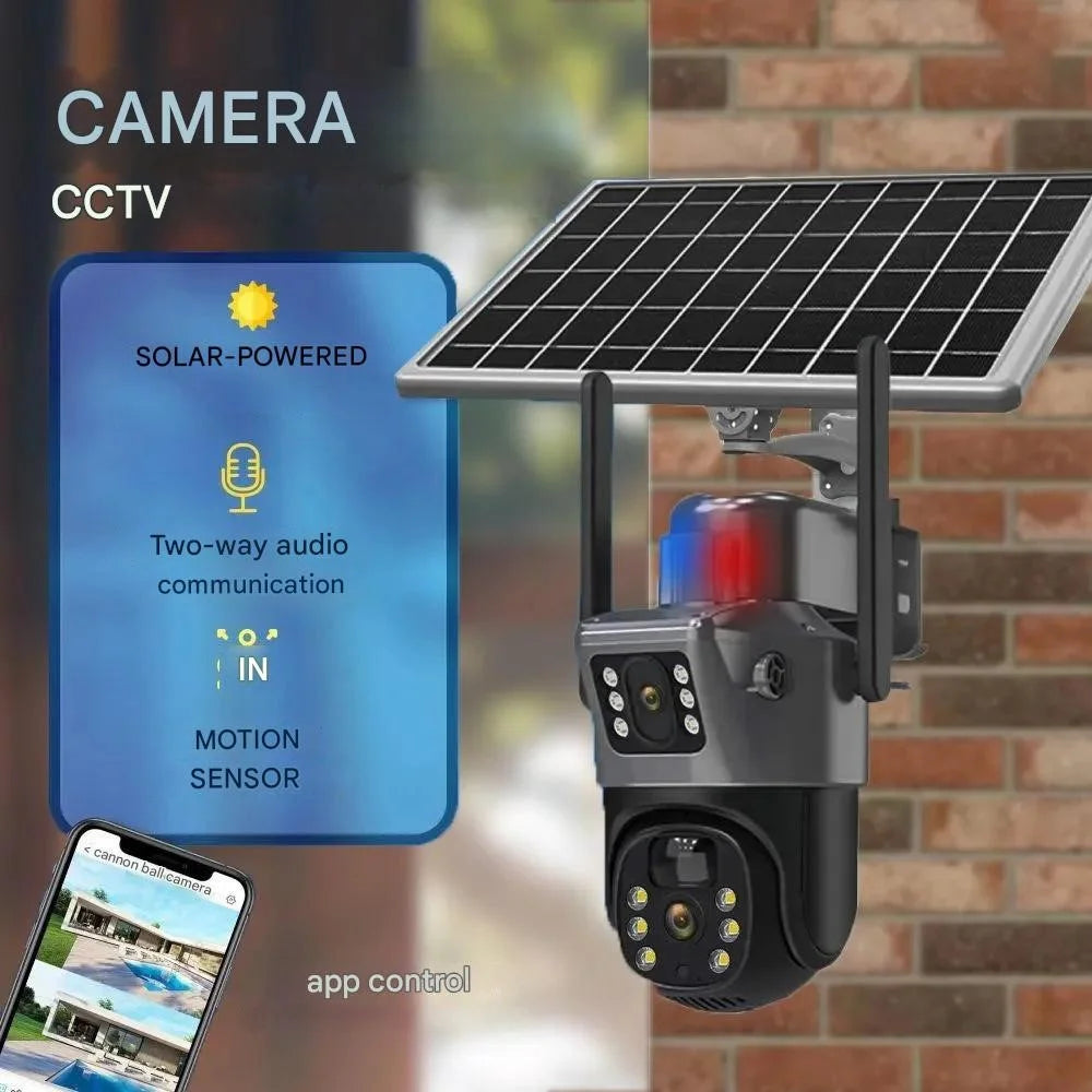 V380 8MP Dual Lens WiFi Surveillance Camera Solar Powered PIR Motion Detection Outdoor PTZ Security Camera - 5