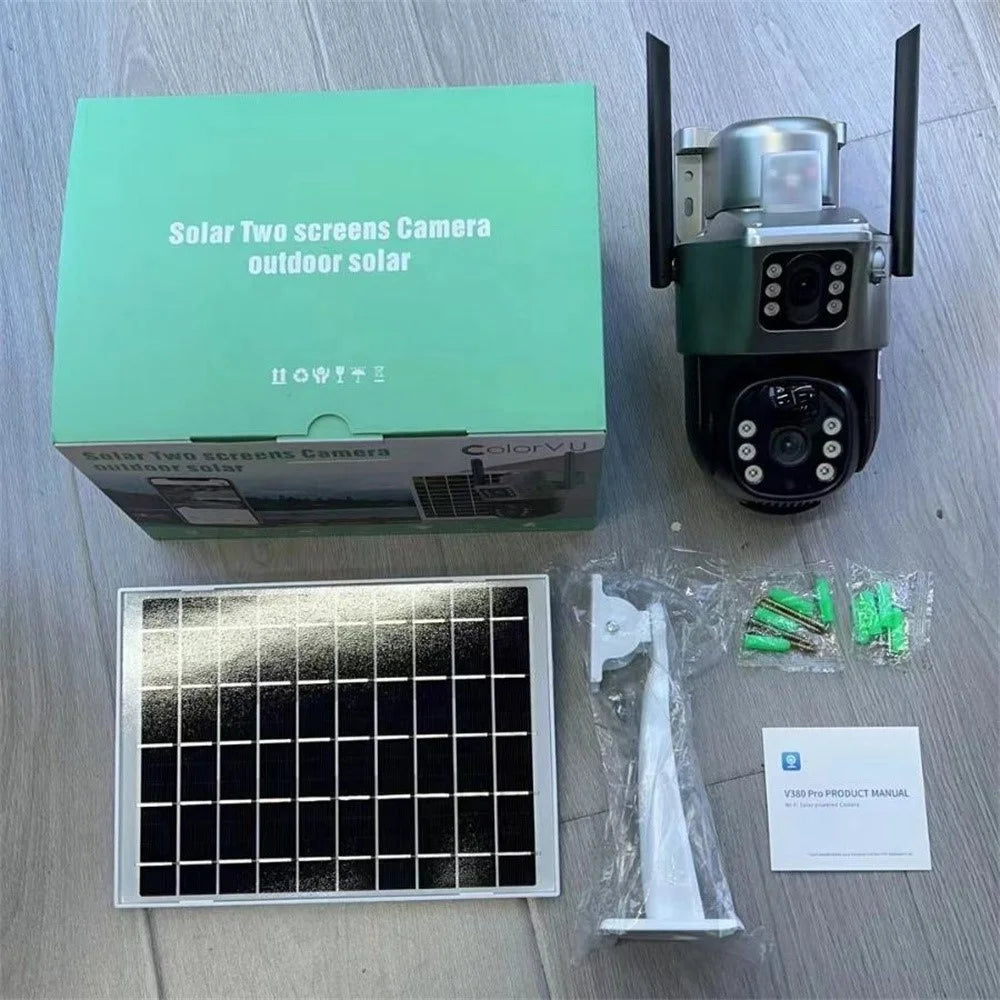 V380 8MP Dual Lens WiFi Surveillance Camera Solar Powered PIR Motion Detection Outdoor PTZ Security Camera - 6