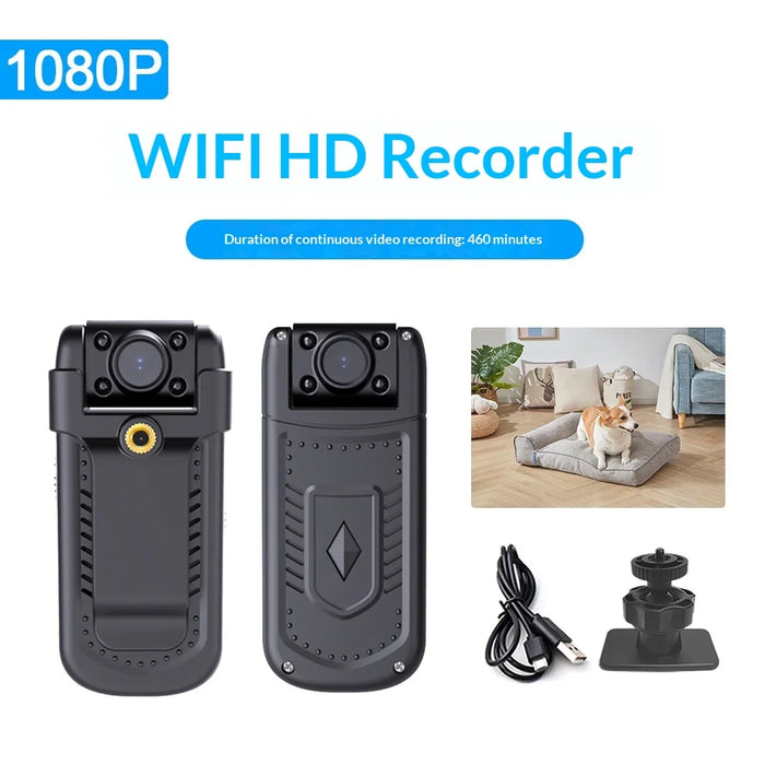 MD36 WiFi Security Camera HD 1080P Night Vision Wide Angle Cycling Recorder with Back Clip - Black - 4