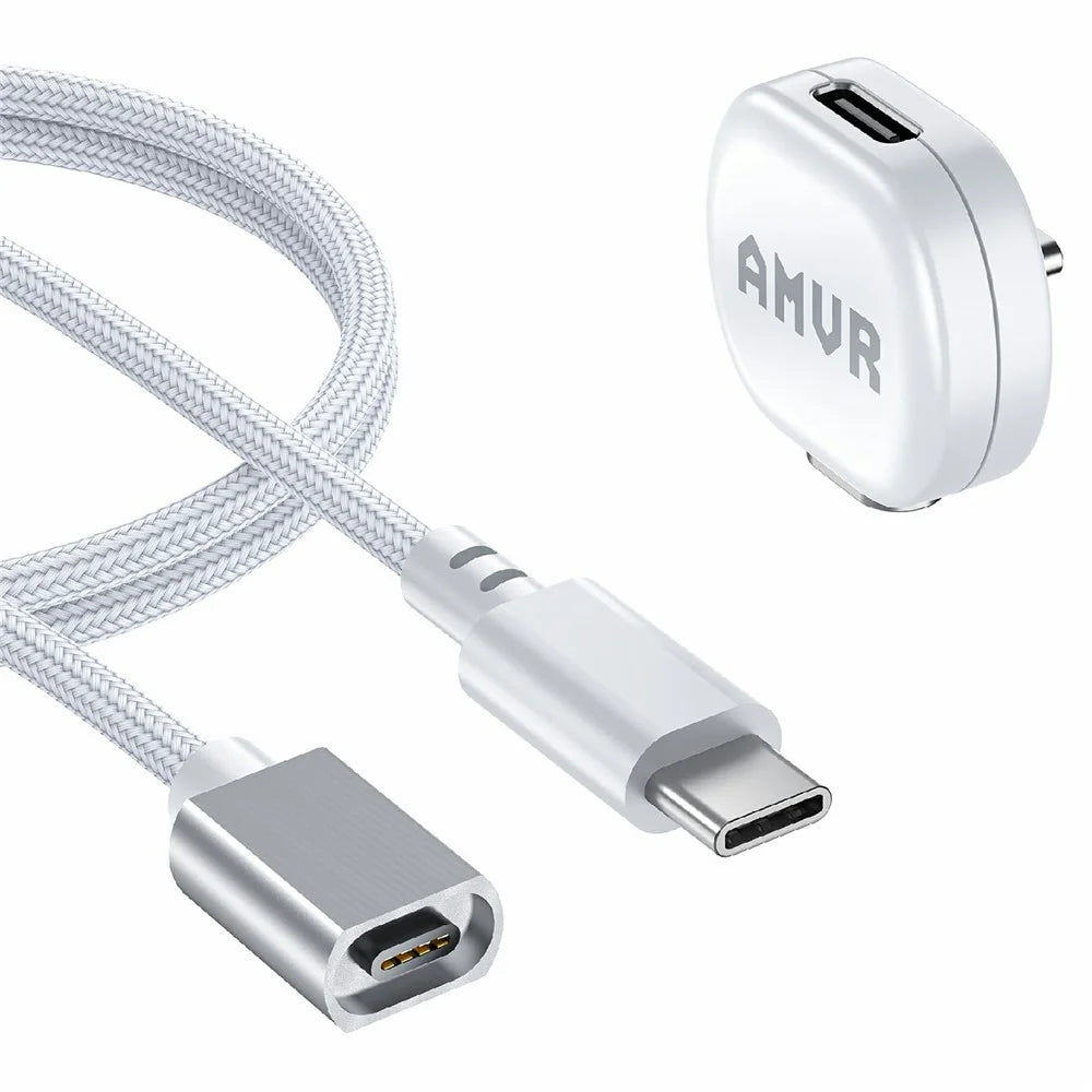 AMVR CK1 1.2m Magnetic Charging Cable for Quest 3  /  3S  /  Pro VR  Headset 18W Fast Charging Type-C Cable with Adapter - 1