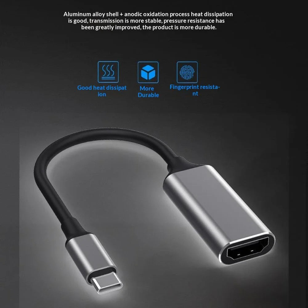 HC-61 USB-C to HD Cable 4K / 60Hz Adapter for Phone Laptop Tablet to TV Projector Screen Mirroring HD Video Audio Sync - 6