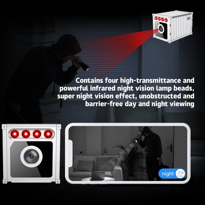 W05 Container Design Mini WiFi Camera Human Body Detection 1080P HD Night Vision Security Camera - White - 7